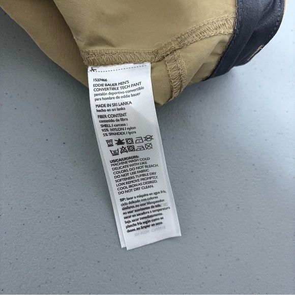 Eddie Bauer Men's Convertible Tech Pant 38x30 Neutral Khaki Outdoor Hiking - Picture 8 of 12